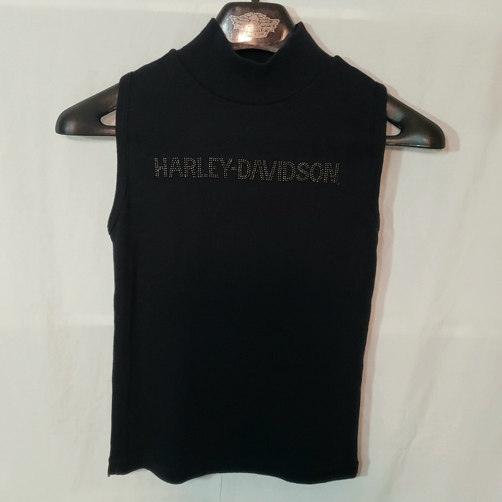 Harley Davidson Crop Tank Top Mock Neck Women's